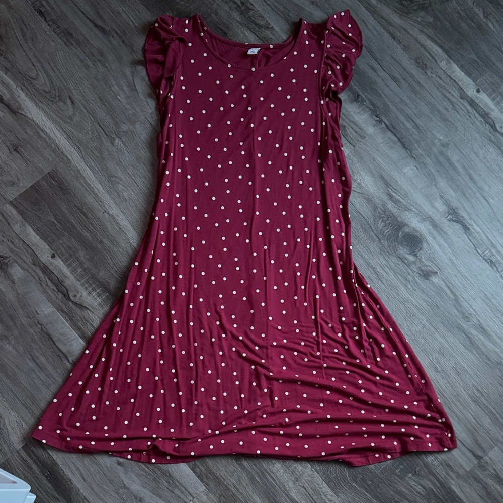 Old Navy Burgundy Dress with White Dots